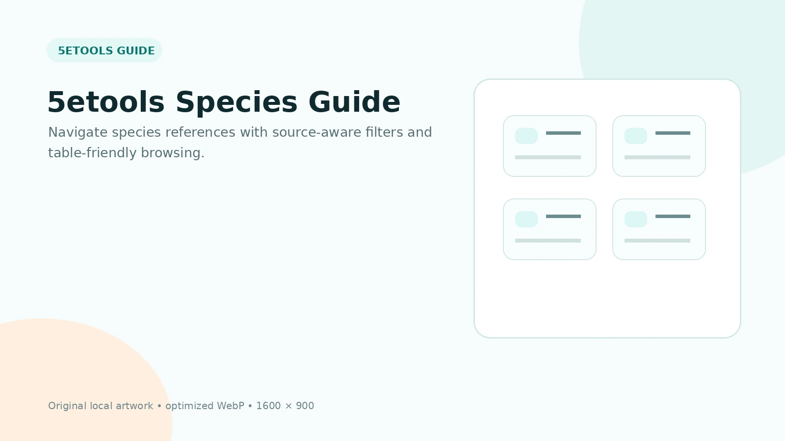 5etools Species Guide: Browse Options with Source Context artwork
